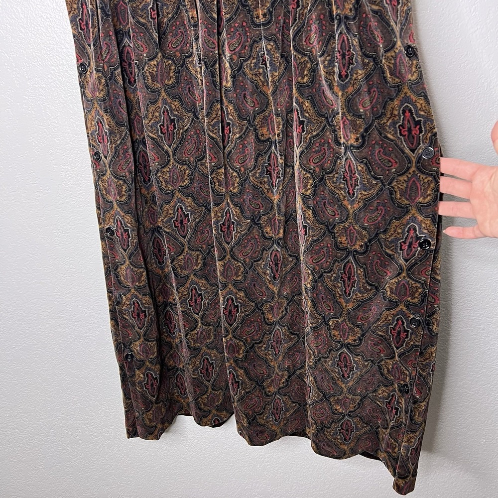 Vtg Bryn Connelly Paisley Button Side Sleeveless Dress Size 10 Corduroy Y2K Fall - Picture 5 of 11